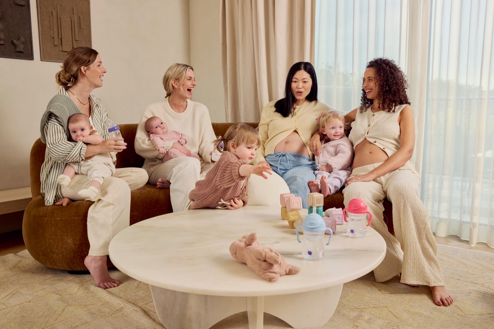 Lansinoh campaign shoot — mothers and children around the table