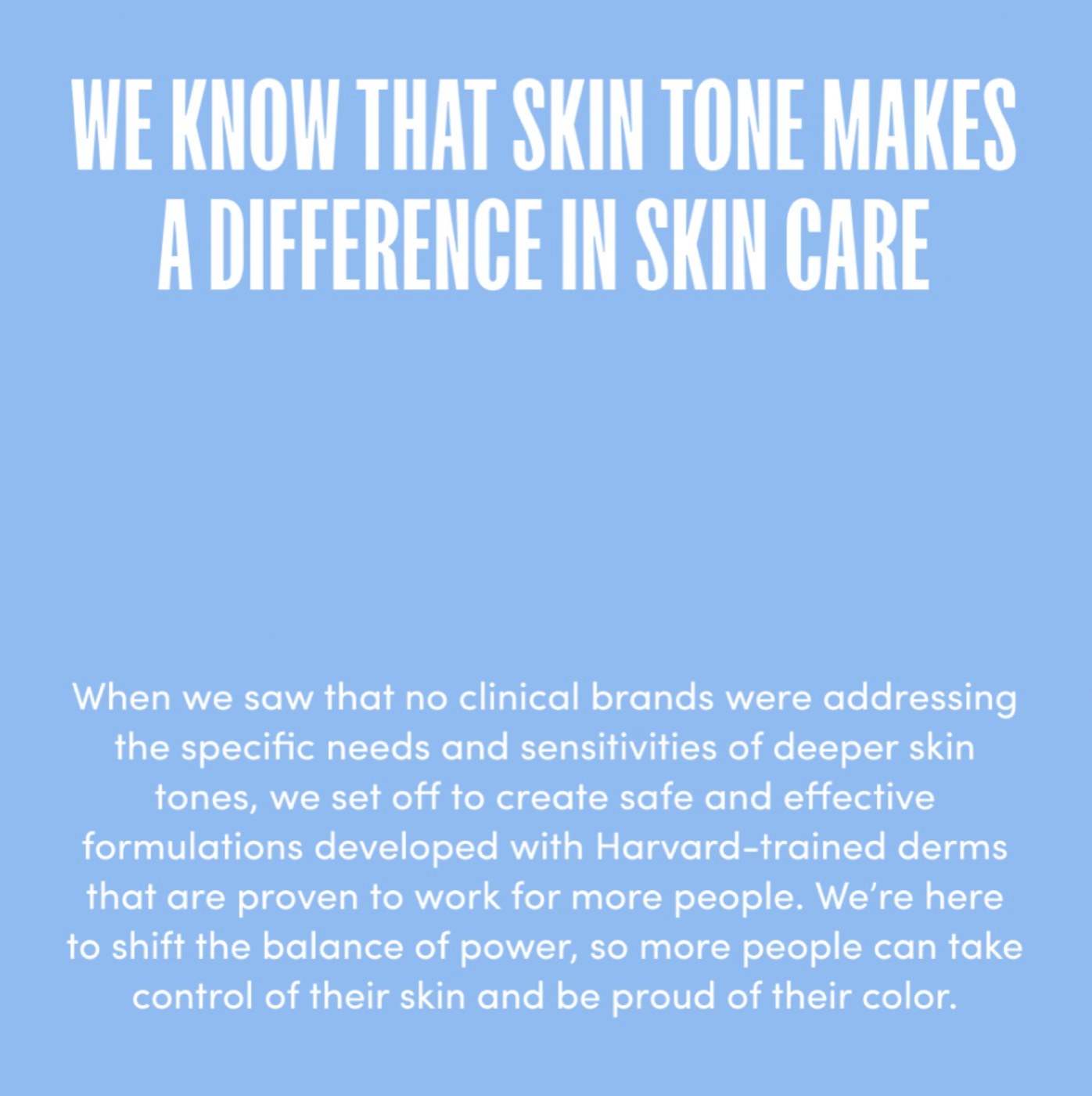 We know that skin tone makes a difference in skin care — Lion Pose brand copy
