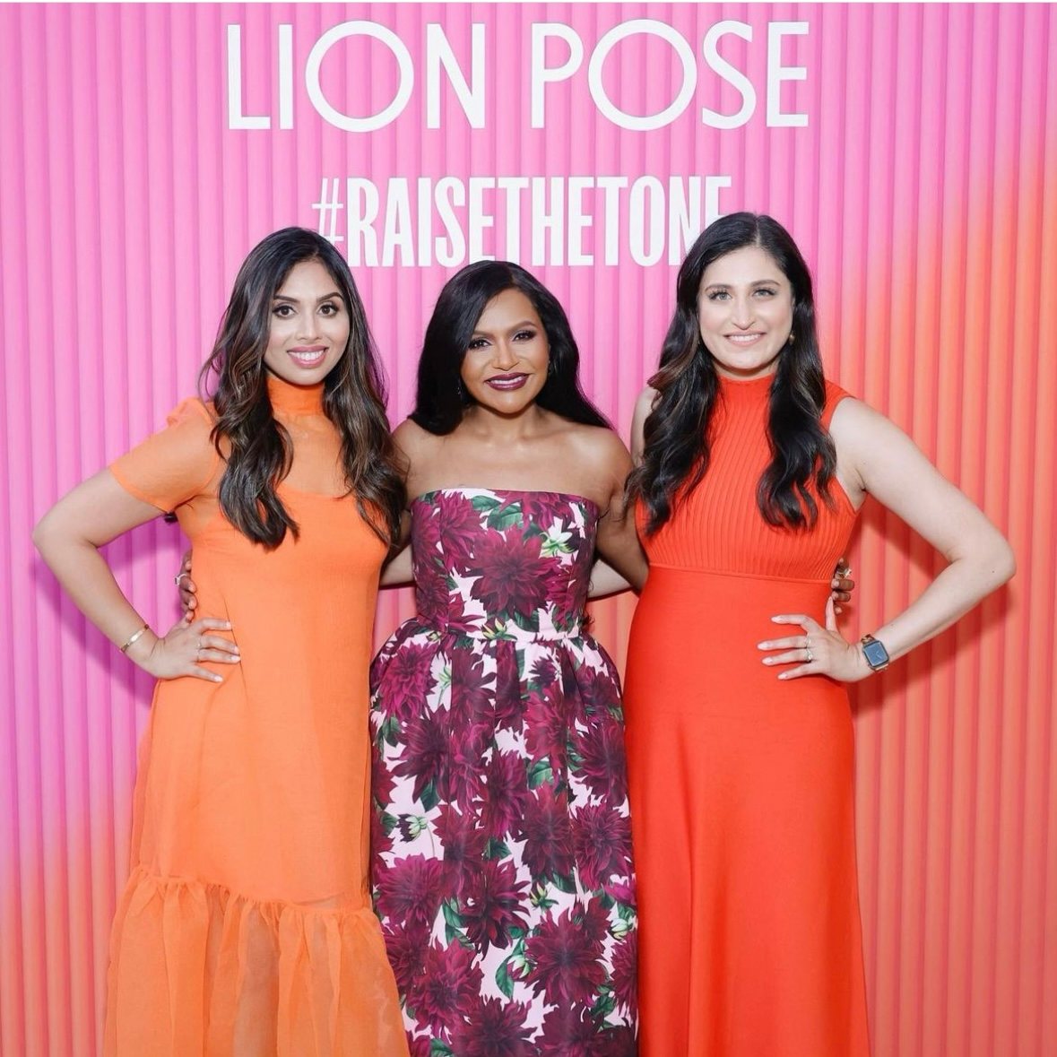 The founders and Mindy Kaling at the #RaiseTheTone launch wall