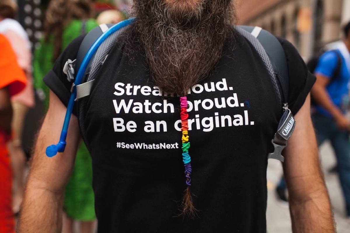 Stream Loud. Watch Proud. Be an original. — Pride tee in the wild